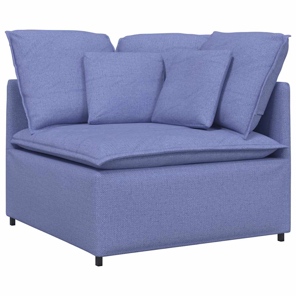 Divano Modulare con Cuscini in Tessuto Jeans Blu