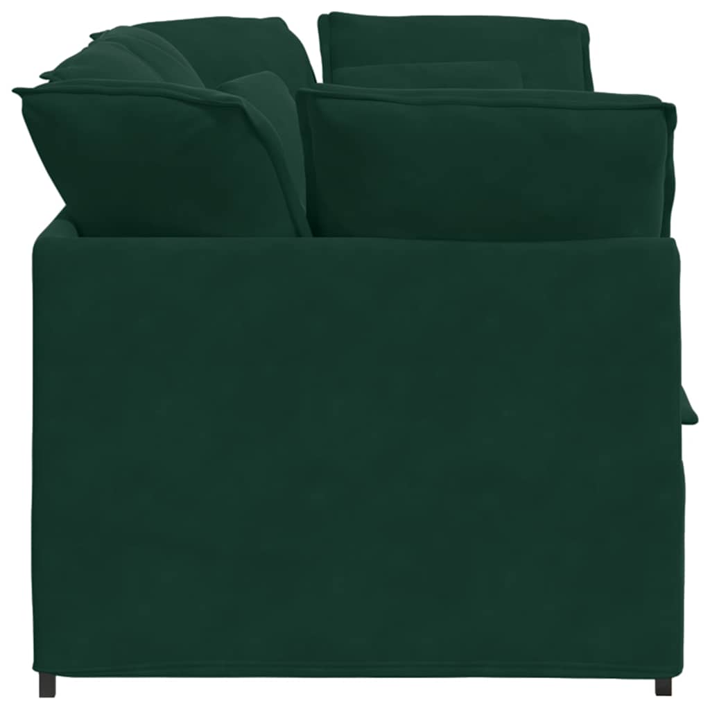 Divano Modulare con Cuscini in Velluto Verde Scuro