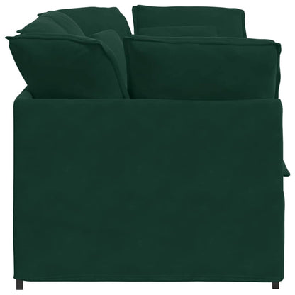 Divano Modulare con Cuscini in Velluto Verde Scuro