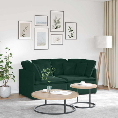 Divano Modulare con Cuscini in Velluto Verde Scuro
