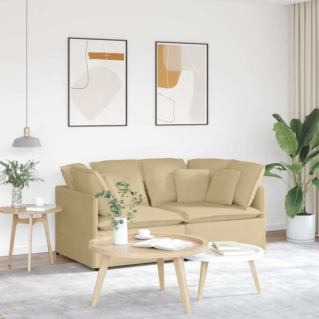 Divano Modulare con Cuscini Tessuto a Coste Verde Grigio