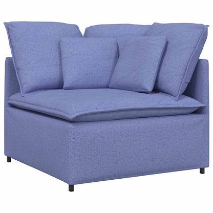 Divano Modulare con Cuscini in Tessuto Jeans Blu