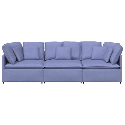 Divano Modulare con Cuscini in Tessuto Jeans Blu