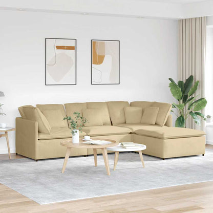 Divano Modulare con Poggiapiedi e Cuscini Verde Grigio