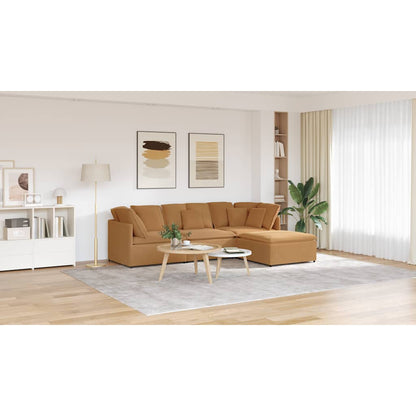 Divano Modulare con Poggiapiedi e Cuscini Beige