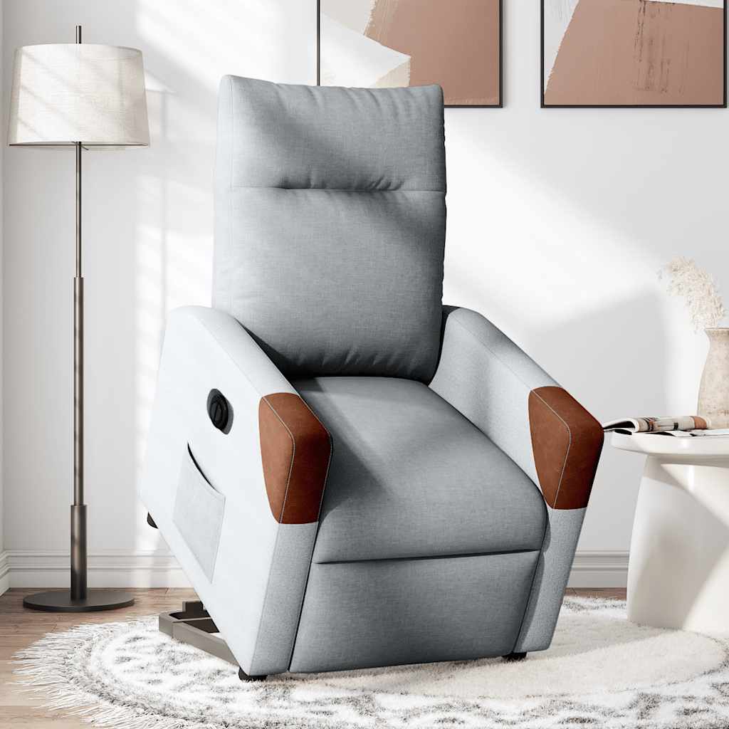 Poltrona Reclinante Alzapersona Elettrica Grigio Chiaro Tessuto
