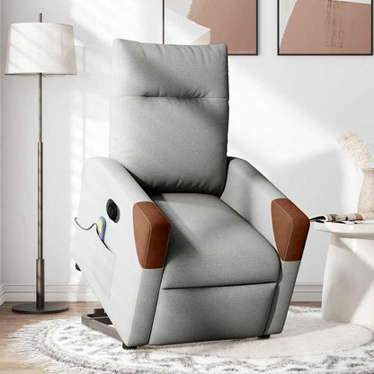 Poltrona Alzapersona Massaggi Elettrica Grigio Nuvola Tessuto