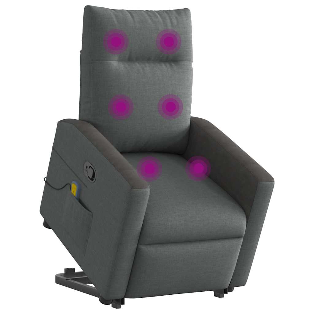 Poltrona Alzapersona Massaggi Reclinabile Grigio Scuro Tessuto
