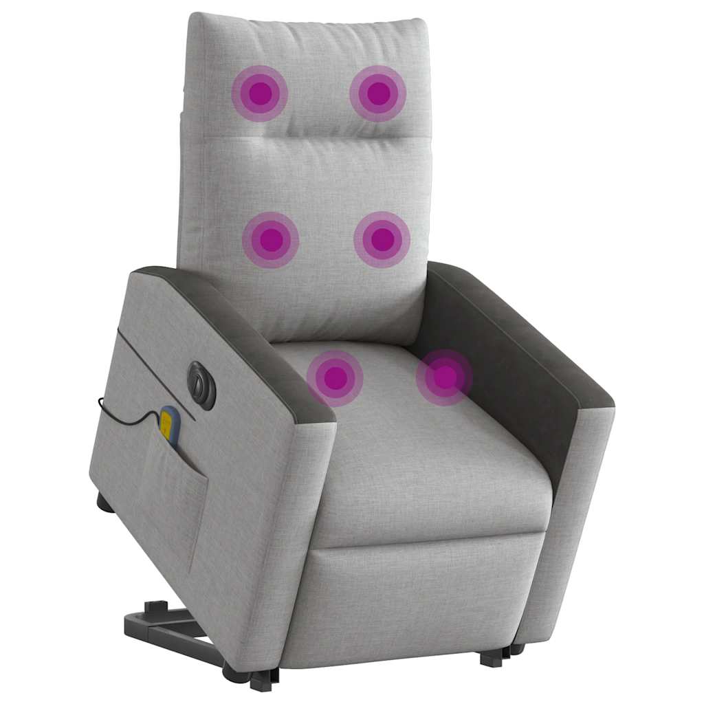 Poltrona Alzapersona Massaggi Elettrica Grigio Nuvola Tessuto
