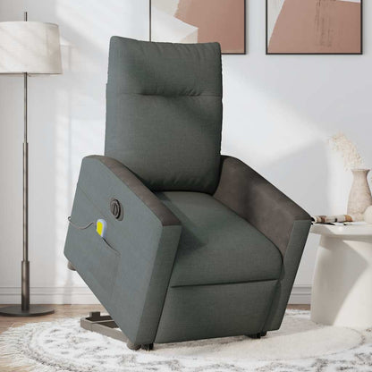 Poltrona Alzapersona Massaggi Elettrica Grigio Scuro Tessuto