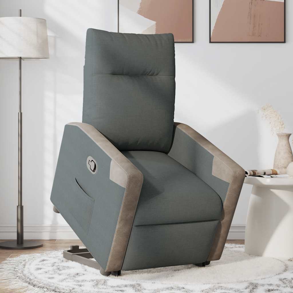 Poltrona Alzapersona Reclinabile Grigio Scuro in Tessuto