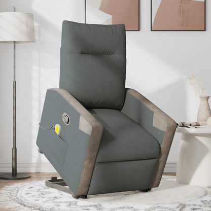 Poltrona Alzapersona Massaggi Reclinabile Grigio Scuro Tessuto