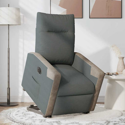 Poltrona Alzapersona Reclinabile Elettrica Grigio Scuro Tessuto
