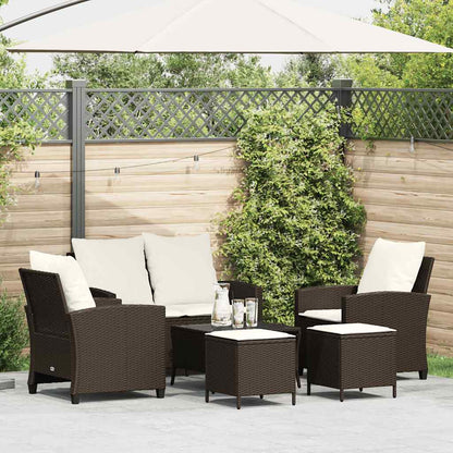 Set Divano da Giardino 6 pz con Cuscini Marrone in Polyrattan