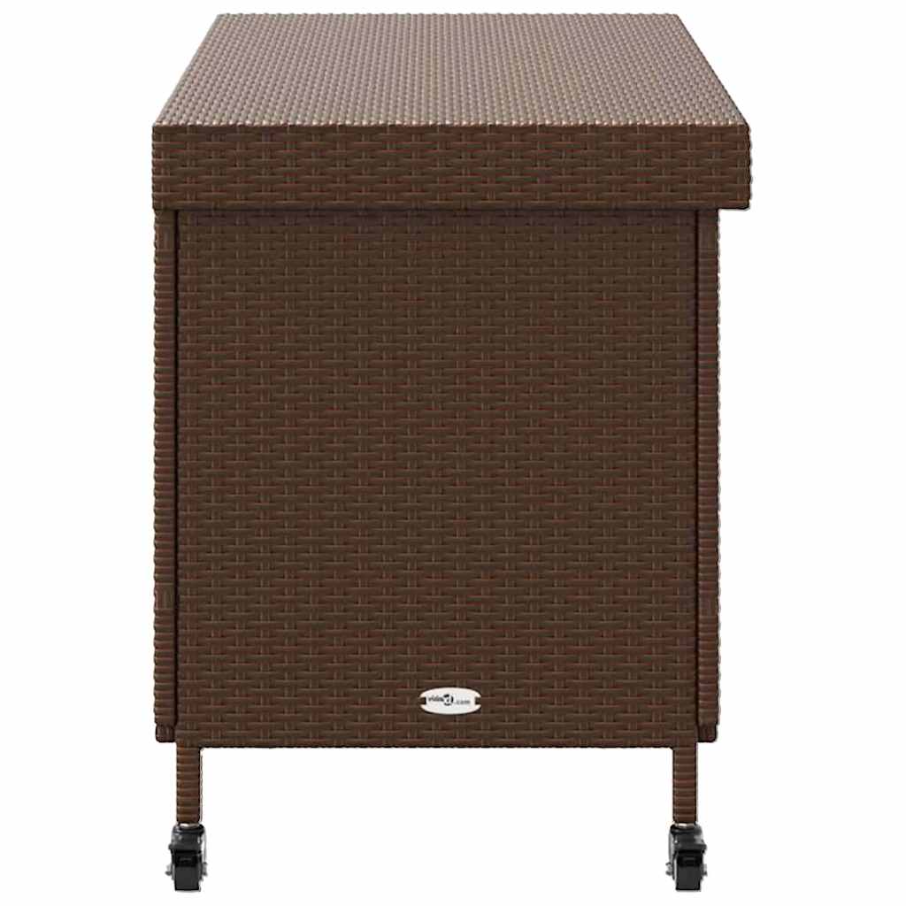 Contenitore da Giardino con Ruote Marrone Polyrattan