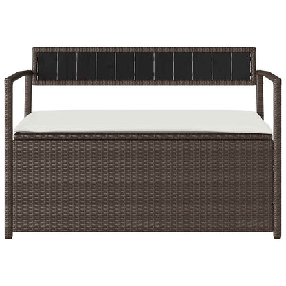 Panca Portaoggetti da Giardino con Cuscino Marrone Polyrattan