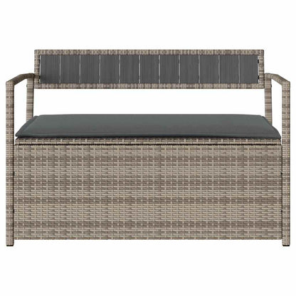 Panca Portaoggetti da Giardino con Cuscino Grigio in Polyrattan