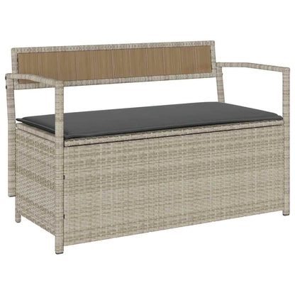 Panca Portaoggetti da Giardino con Cuscino in Polyrattan