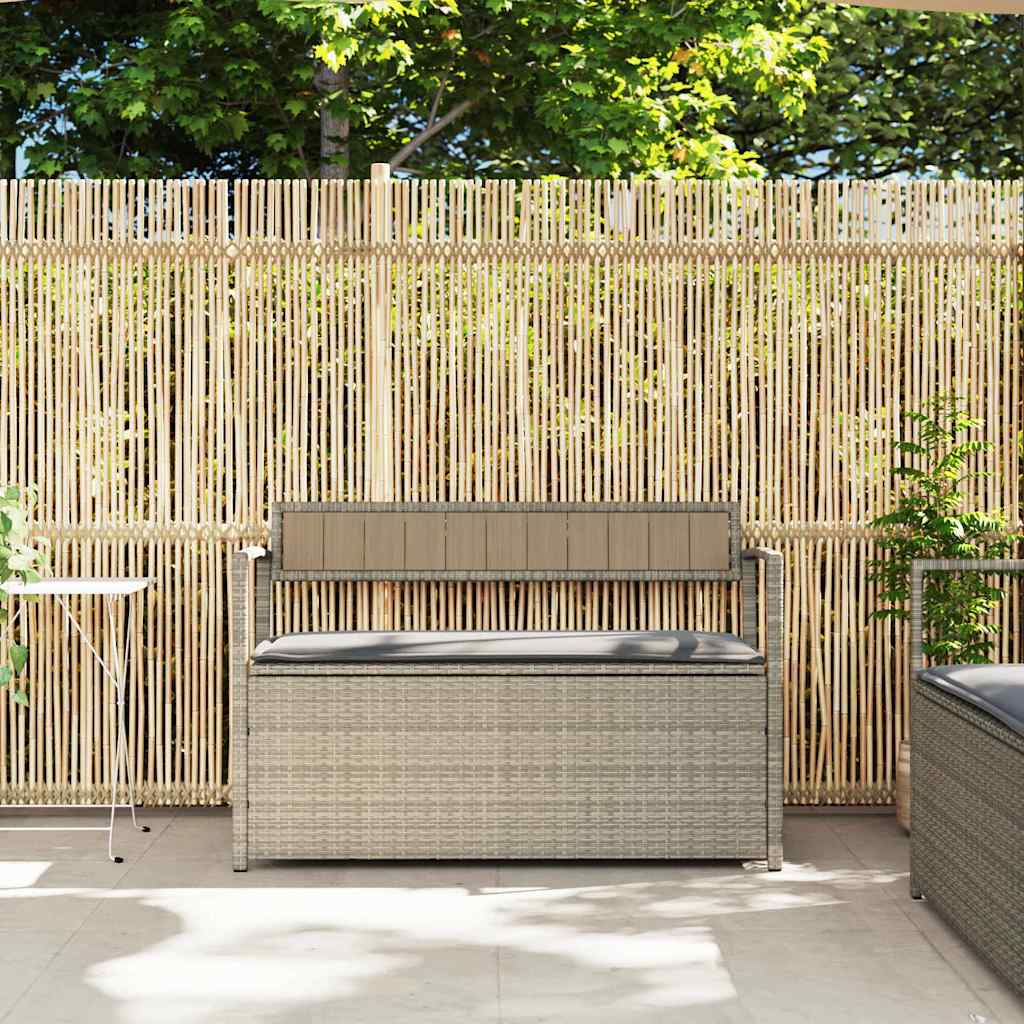 Panca Portaoggetti da Giardino con Cuscino in Polyrattan