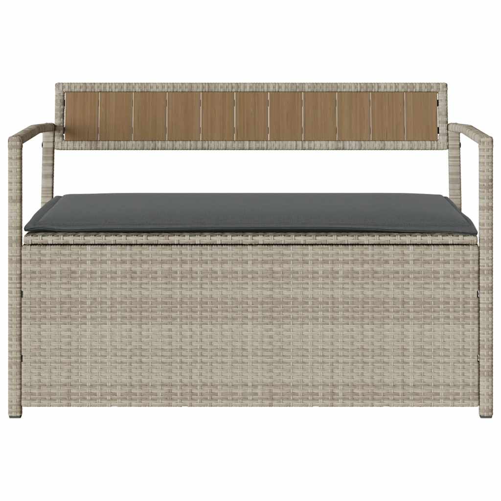 Panca Portaoggetti da Giardino con Cuscino in Polyrattan