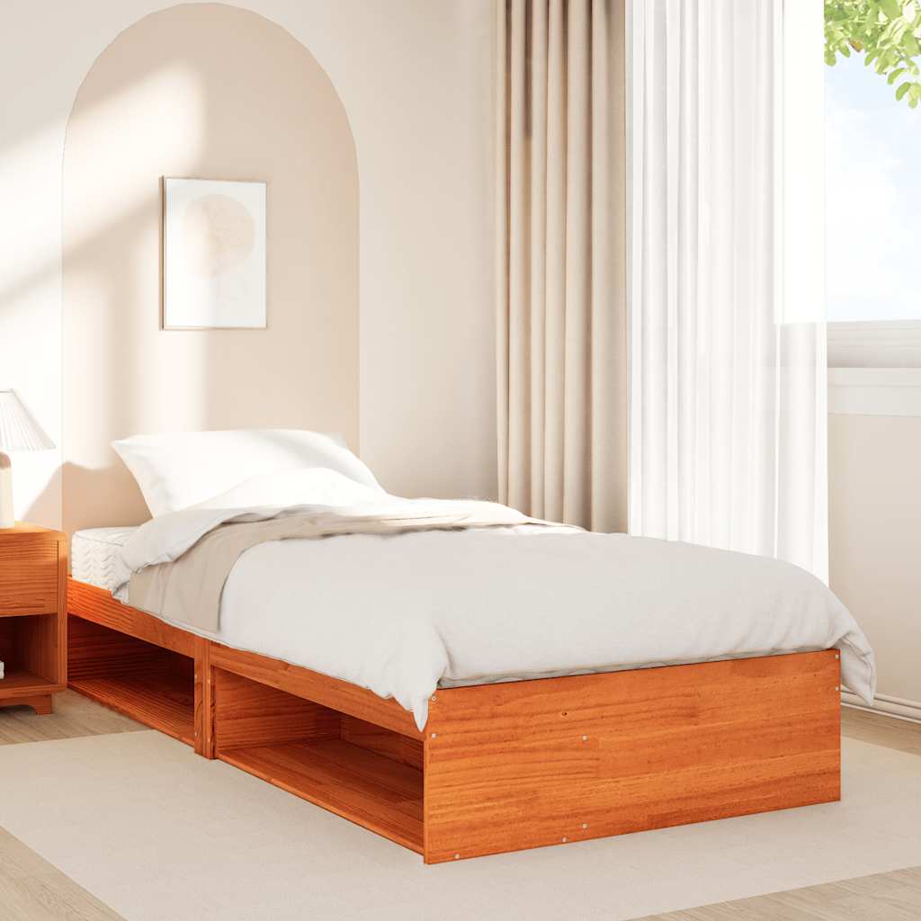 Dormeuse con Materasso Marrone Cera 100x200 cm Legno di Pino