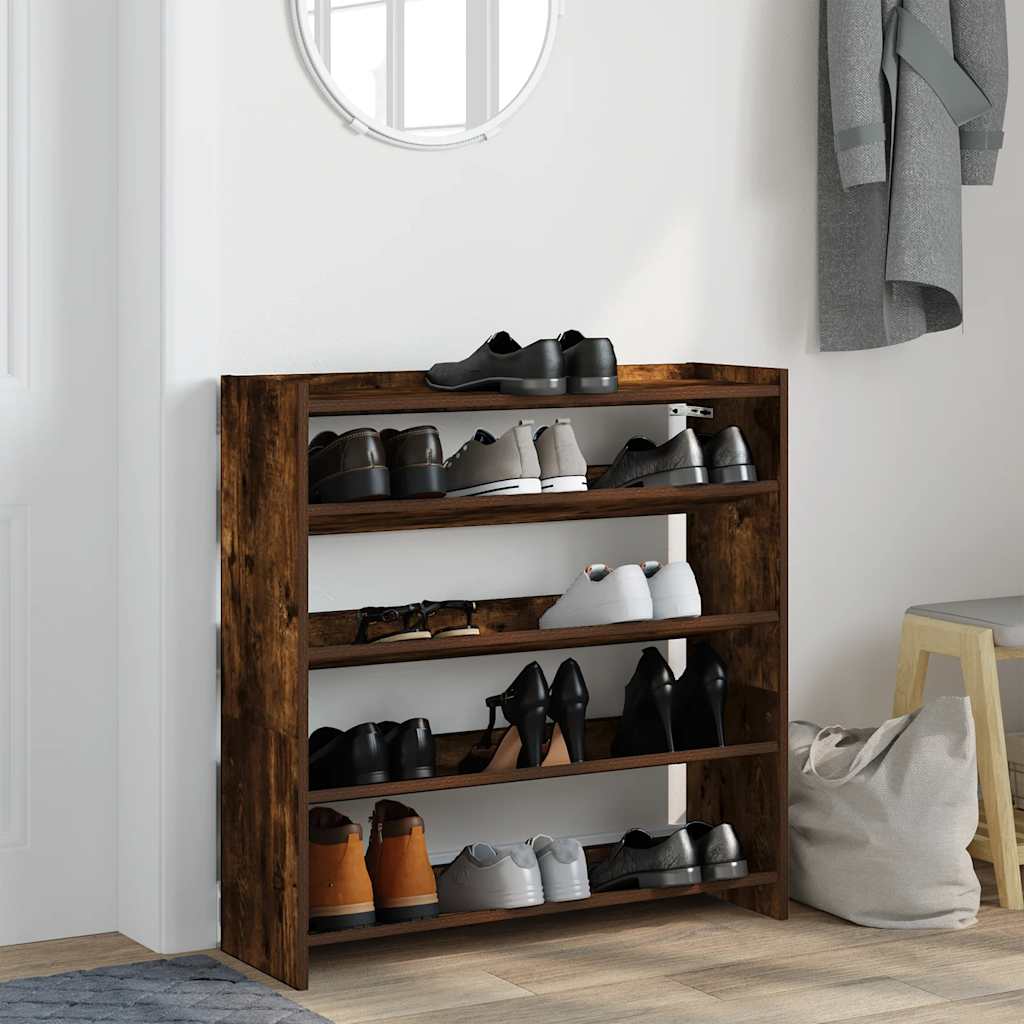 Scarpiera Rovere Fumo 80x25x81 cm in Legno Multistrato