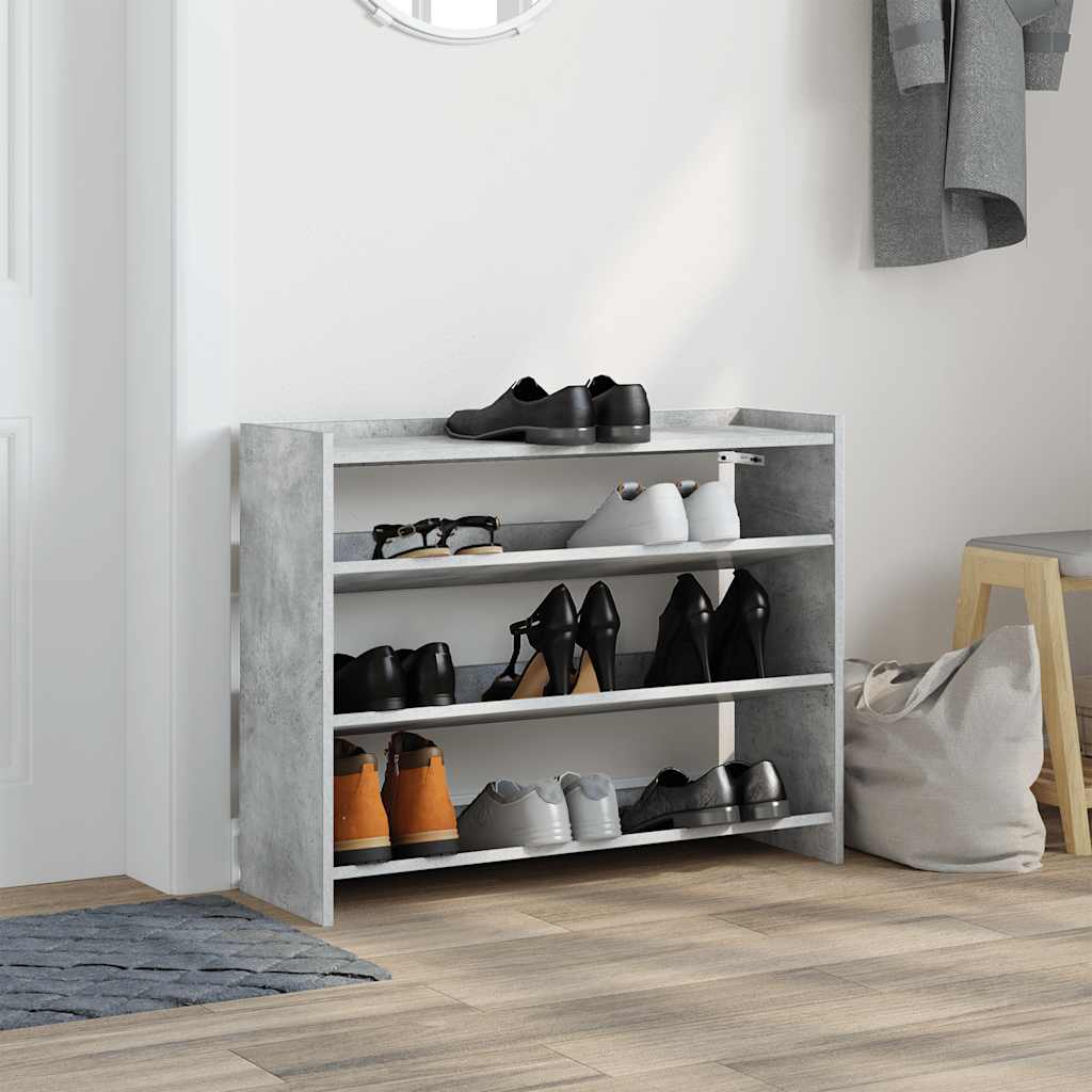 Scarpiera Grigio Cemento 80x25x62 cm in Legno Multistrato