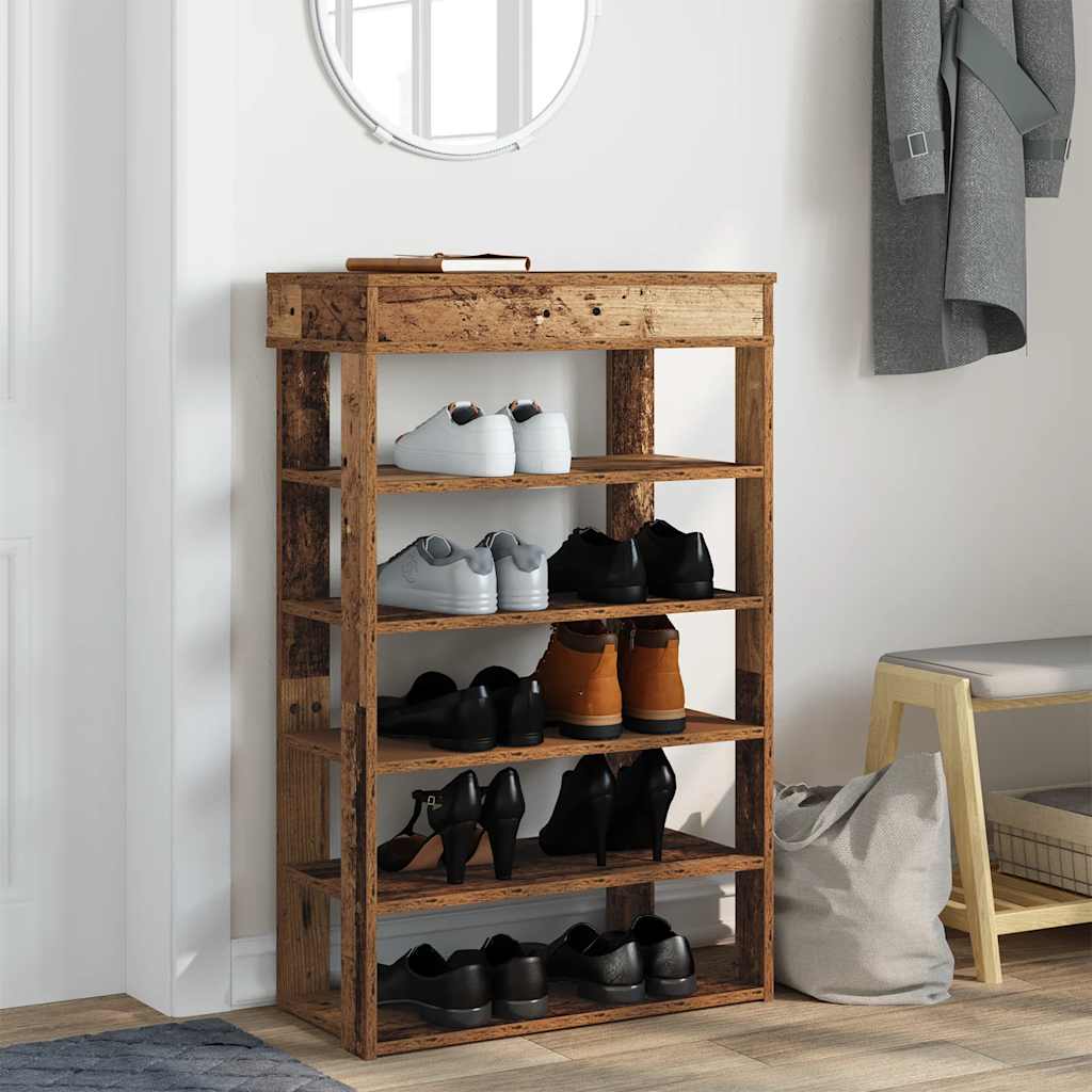 Scarpiera Legno Antico 60x30x98 cm in Legno Multistrato