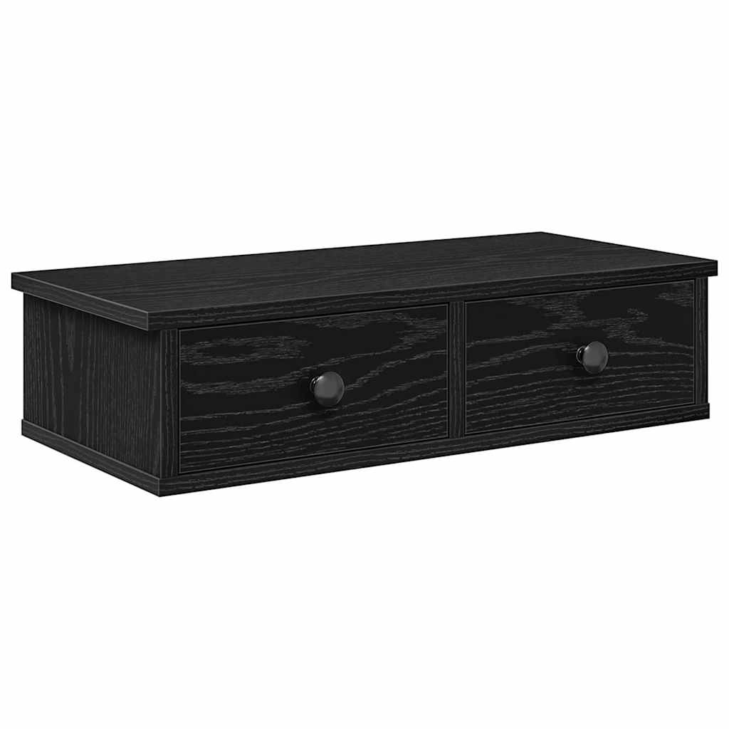 Scaffale a Parete con Cassetti Nero 60x28x15 cm in Truciolato
