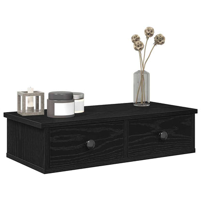 Scaffale a Parete con Cassetti Nero 60x28x15 cm in Truciolato