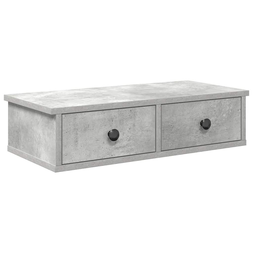 Scaffale a Parete con Cassetti Grigio 60x28x15 cm in Truciolato