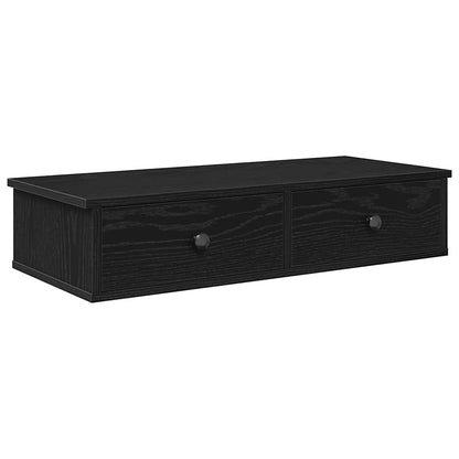 Scaffale a Parete con Cassetti Nero 80x31x17 cm in Truciolato