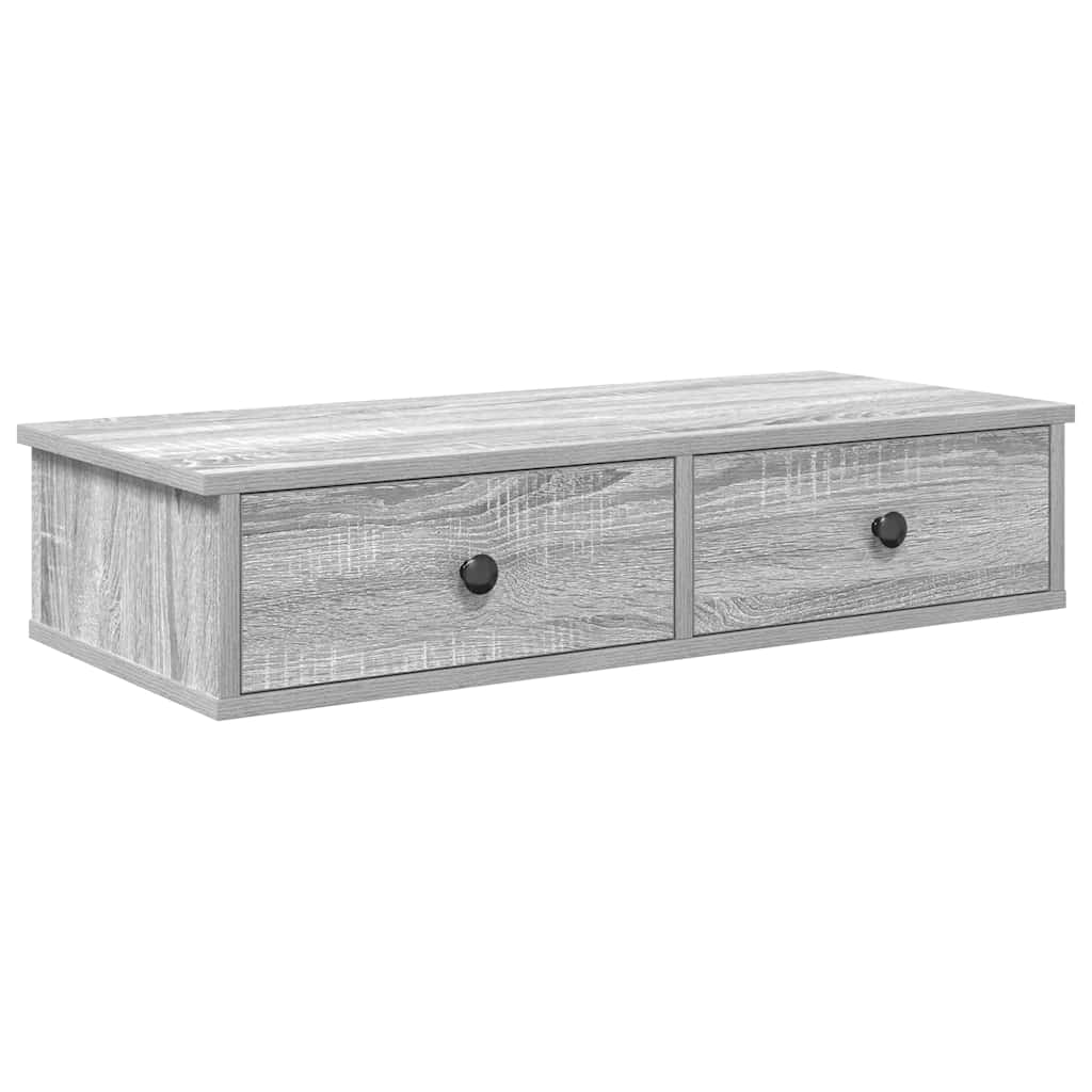 Scaffale a Parete con Cassetti Grigio 80x31x17 cm in Truciolato
