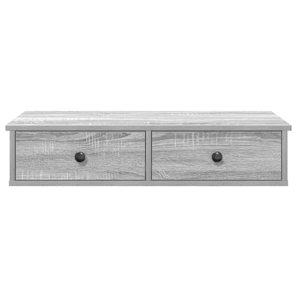 Scaffale a Parete con Cassetti Grigio 80x31x17 cm in Truciolato