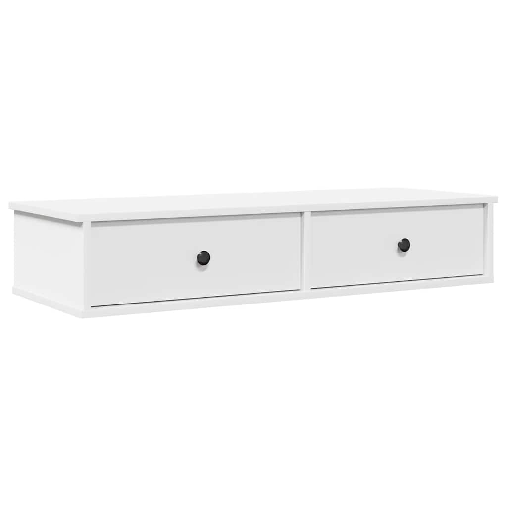 Scaffale a Parete con Cassetti Bianco 100x37,5x19 cm Truciolato