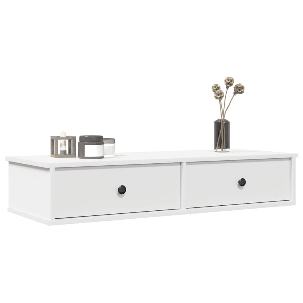 Scaffale a Parete con Cassetti Bianco 100x37,5x19 cm Truciolato
