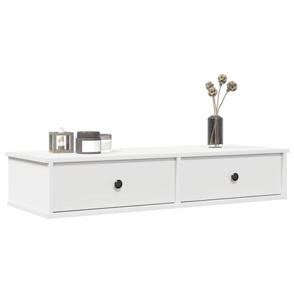 Scaffale a Parete con Cassetti Bianco 100x37,5x19 cm Truciolato