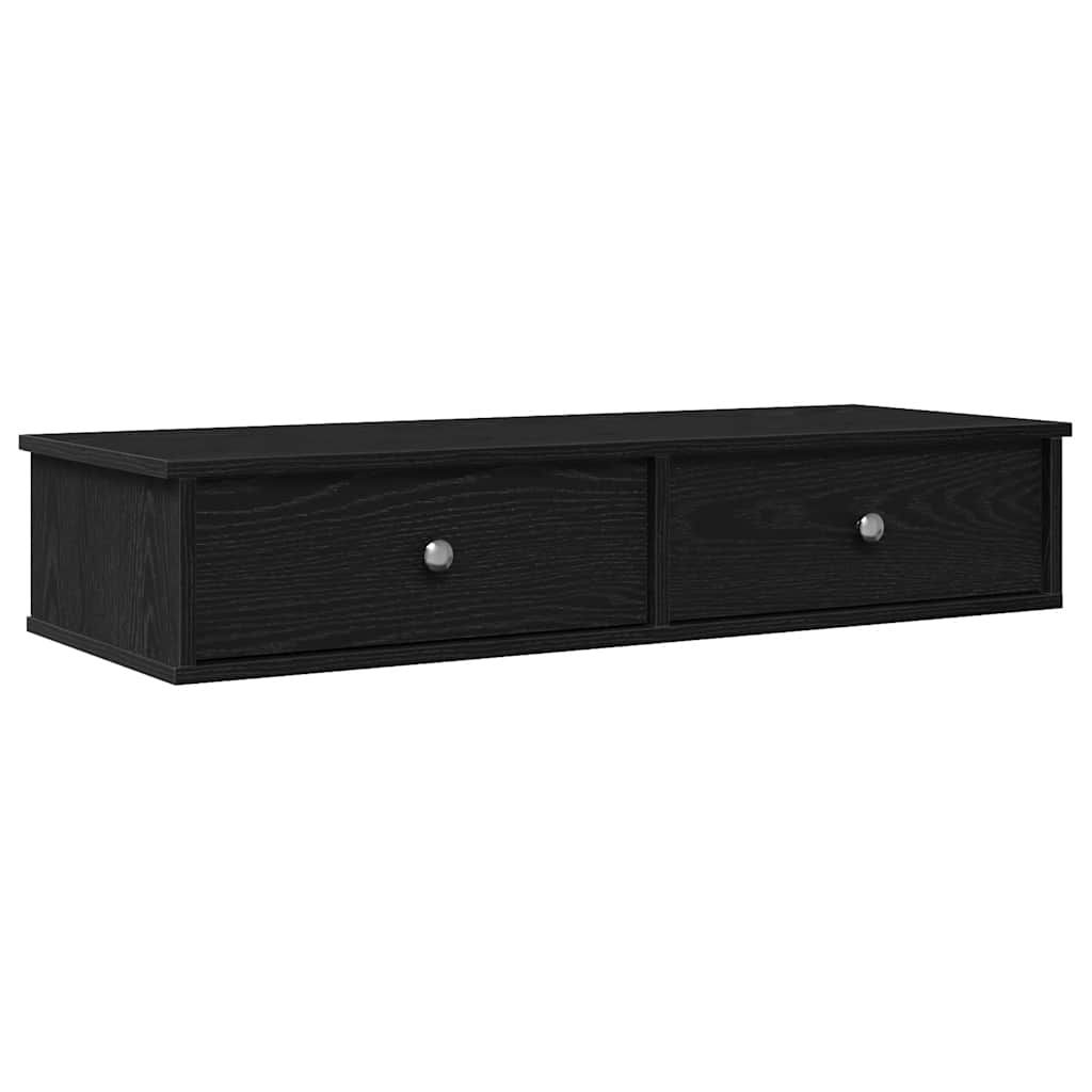 Scaffale a Parete con Cassetti Nero 100x37,5x19cm in Truciolato