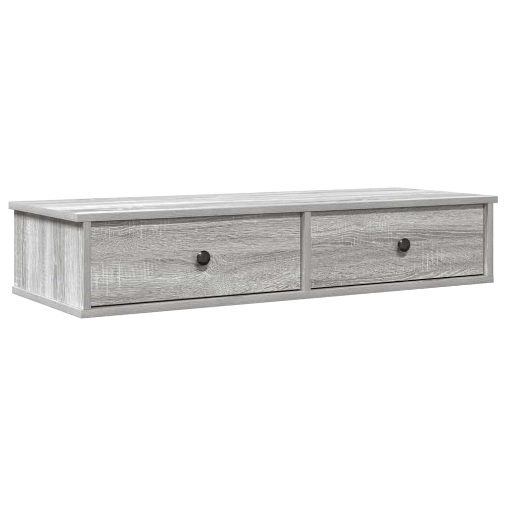 Scaffale a Parete con Cassetti Grigio 100x37,5x19 cm Truciolato