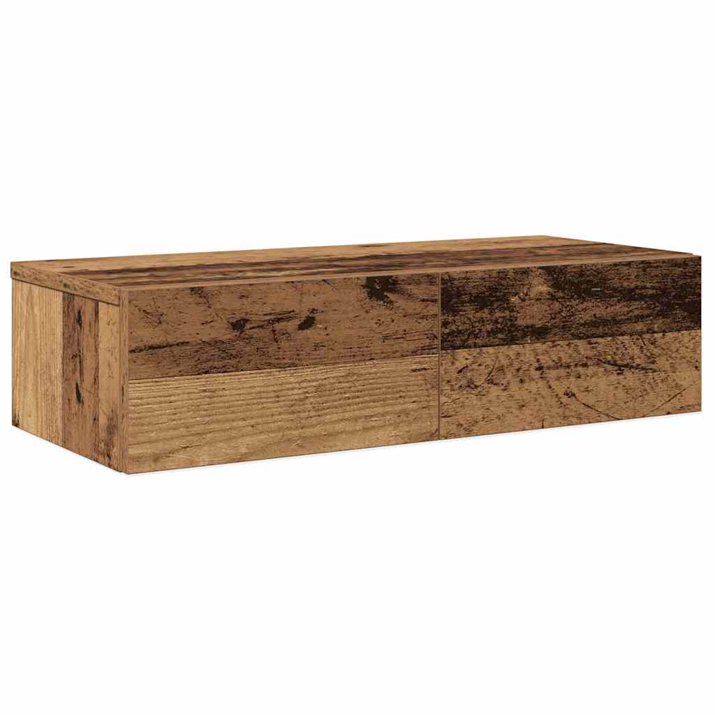 Scaffale a Parete con Cassetti Antico 60x26,5x15 cm Truciolato
