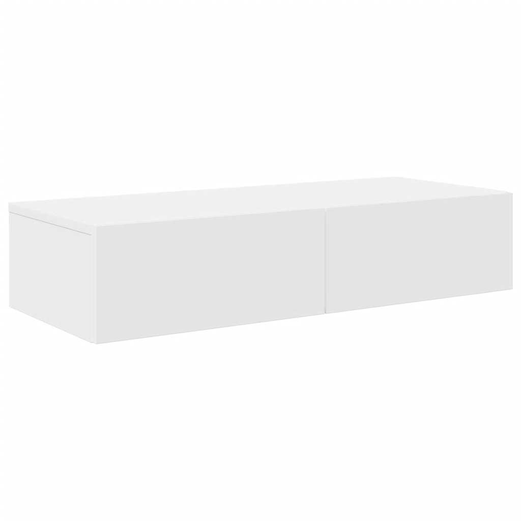 Scaffale a Parete con Cassetti Bianco 80x33x17 cm in Truciolato