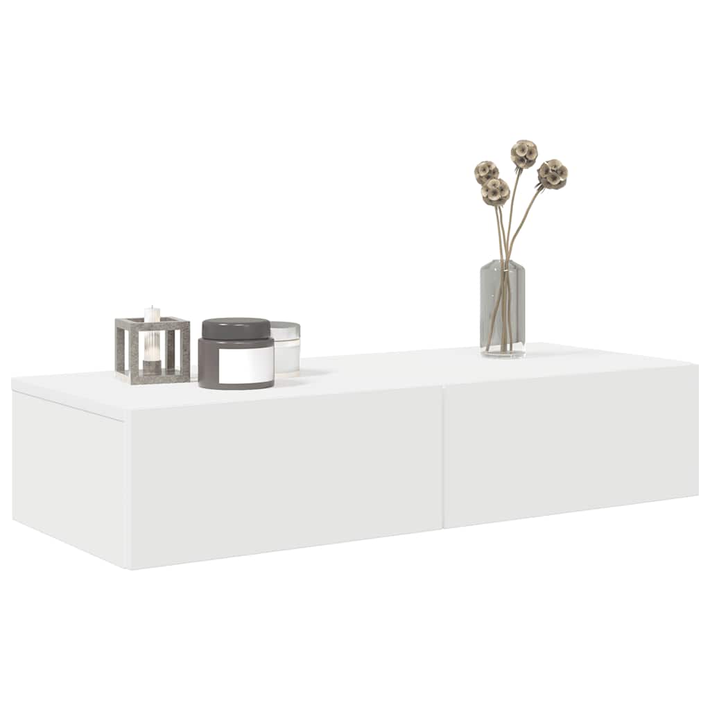 Scaffale a Parete con Cassetti Bianco 80x33x17 cm in Truciolato