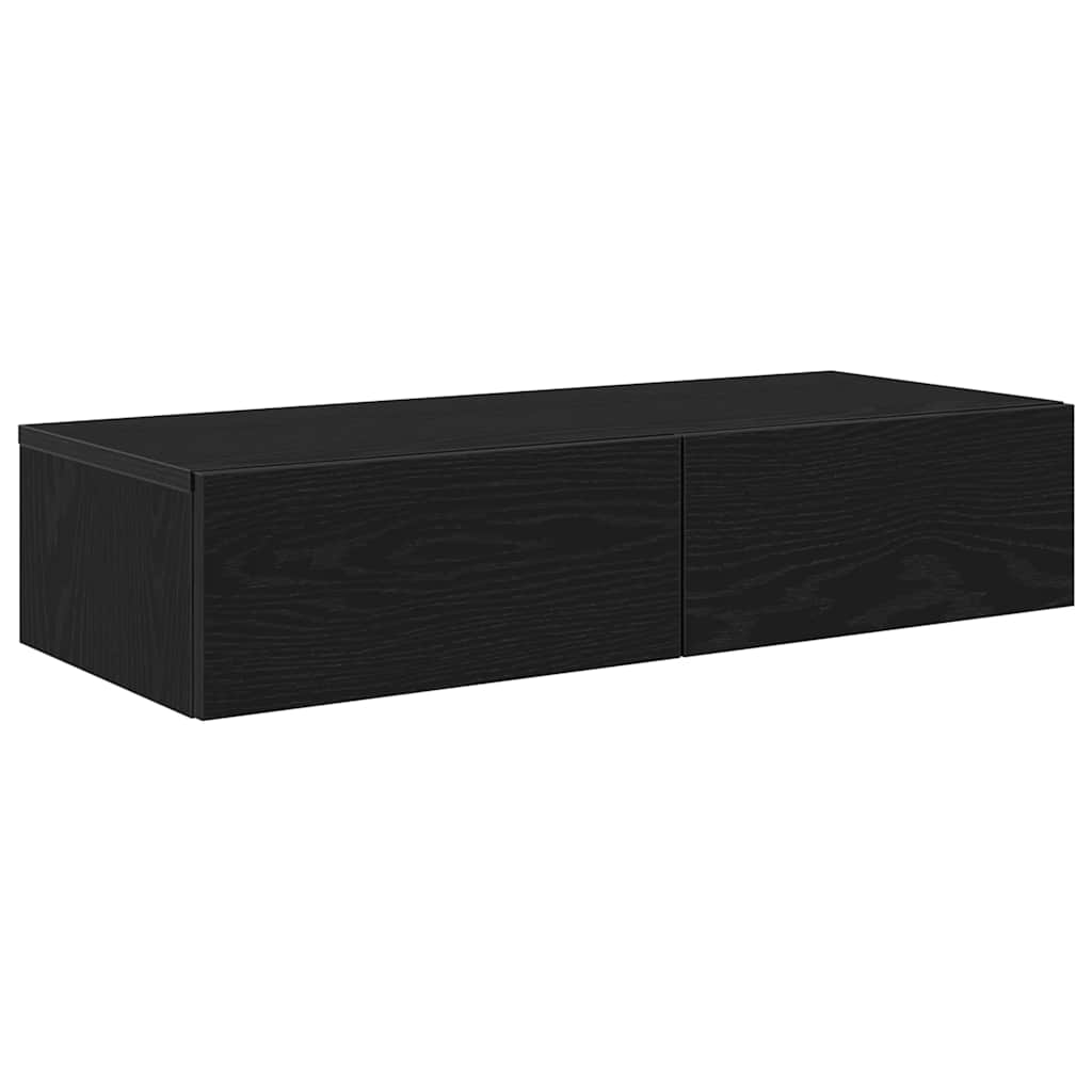 Scaffale a Parete con Cassetti Nero 80x33x17 cm in Truciolato