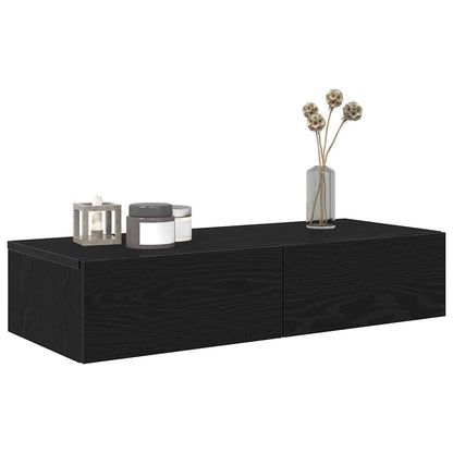 Scaffale a Parete con Cassetti Nero 80x33x17 cm in Truciolato