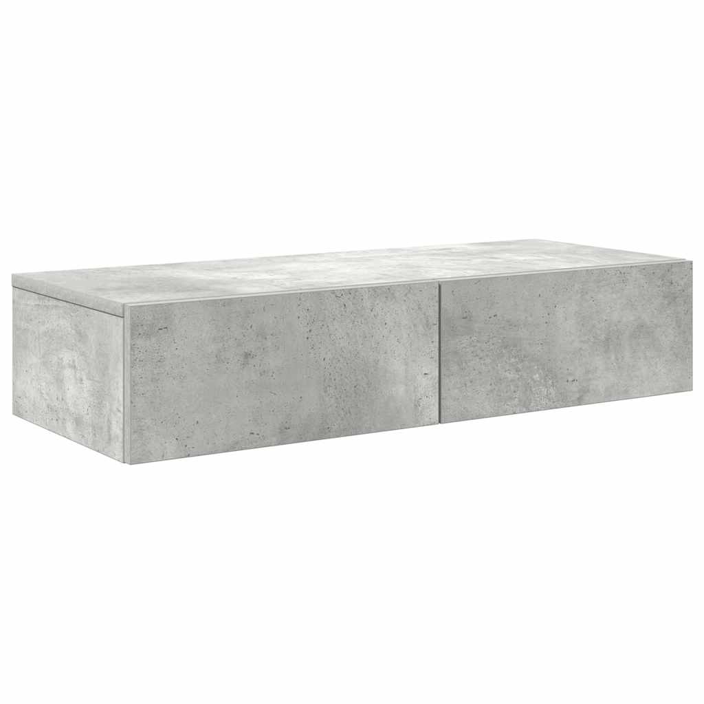 Scaffale a Parete con Cassetti Grigio 80x33x17 cm in Truciolato