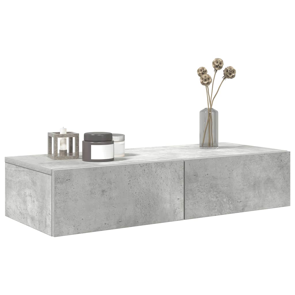 Scaffale a Parete con Cassetti Grigio 80x33x17 cm in Truciolato