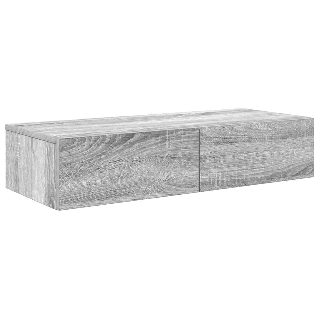 Scaffale a Parete con Cassetti Grigio 80x33x17 cm in Truciolato