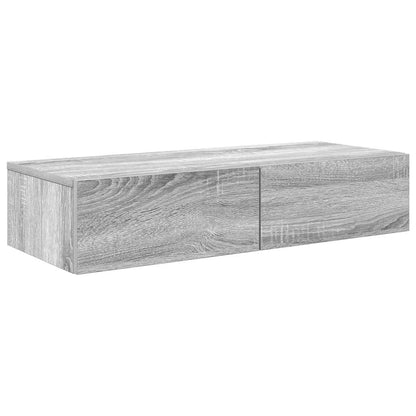Scaffale a Parete con Cassetti Grigio 80x33x17 cm in Truciolato