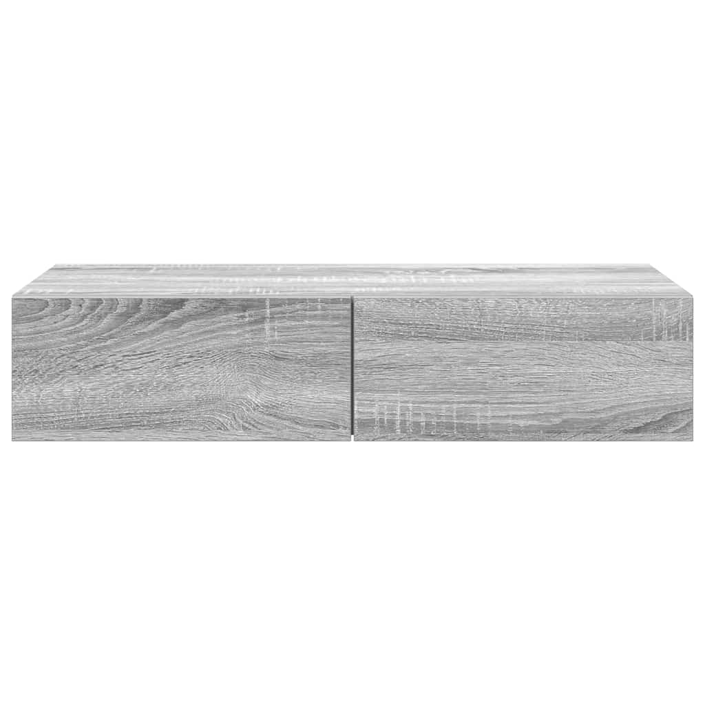 Scaffale a Parete con Cassetti Grigio 80x33x17 cm in Truciolato