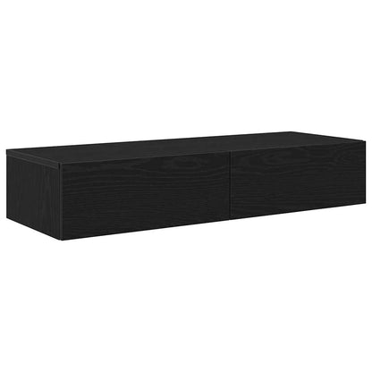 Scaffale a Parete con Cassetti Nero 100x36x19 cm in Truciolato